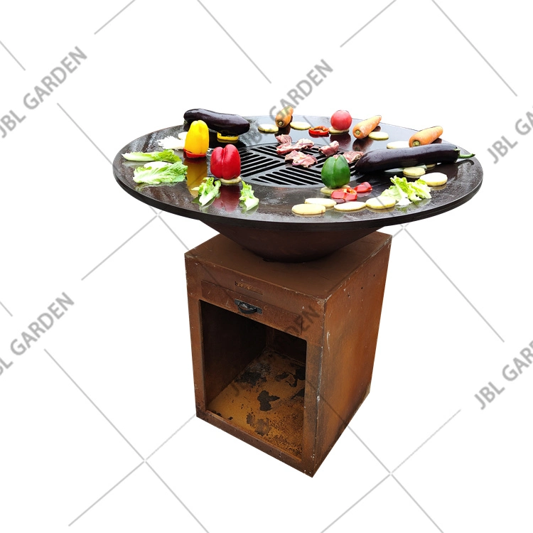 Wood Fire BBQ Design Top Sell Corten Steel Fire Pit Barbecue Grill BBQ