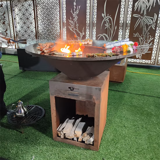 Открытый сад из кортеновской стали, костровая яма, гриль для барбекю, полусфера, барбекю, пожарная чаша, барбекю с кольцом для гриля
